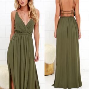 Lulus Lost in Paradise Green Maxi Dress Women’s Size L